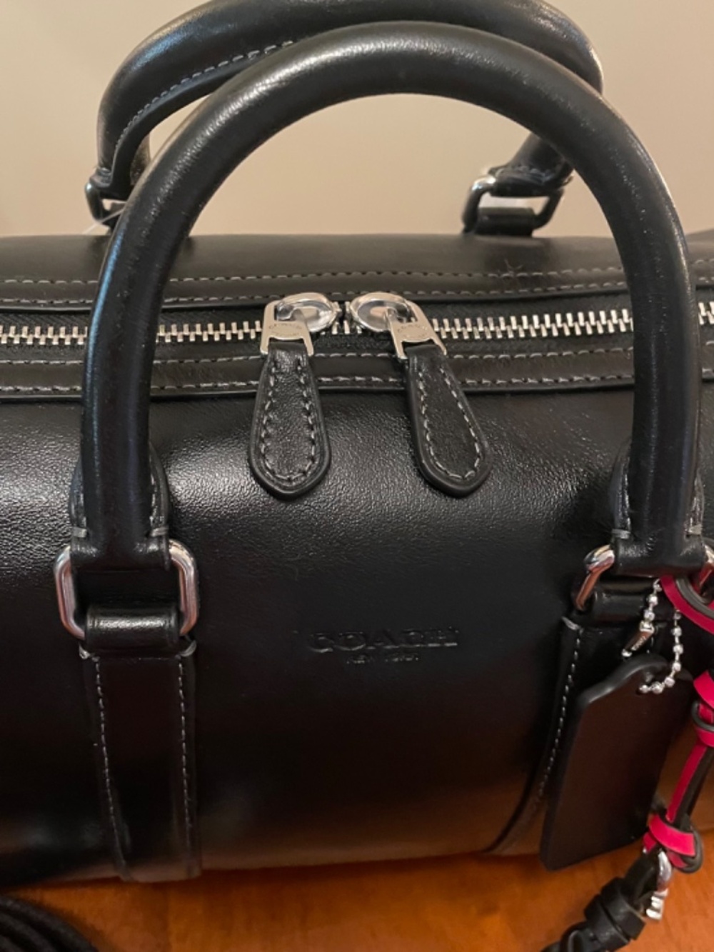 COACH Black Shiny Smooth Calf Leather Satchel With Charms - NWT - Picture 4 of 16